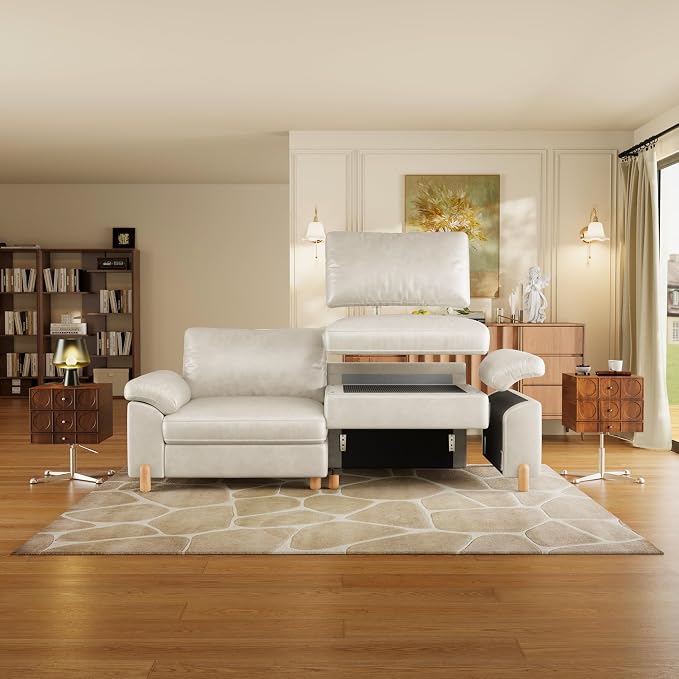 SITJOY Large Cloud Couch, 149" Wide 4 Seater U Shape, Faux Leather in White | Pet-Friendly Scratch-Resistant Leather Sectional Sofas for Living Room, Deep Seat Wide Couch with Chaise, Storage Ottoman