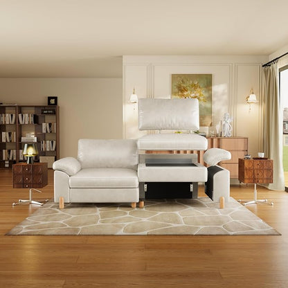 SITJOY Large Cloud Couch, 149" Wide 4 Seater U Shape, Faux Leather in White | Pet-Friendly Scratch-Resistant Leather Sectional Sofas for Living Room, Deep Seat Wide Couch with Chaise, Storage Ottoman