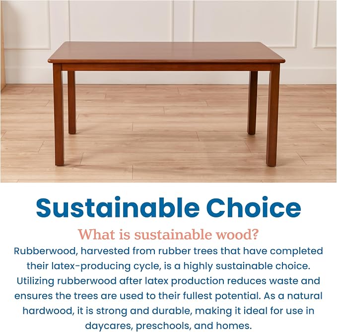 ECR4Kids 24in x 48in Rectangular Hardwood Table with 22in Legs, Kids Furniture, Dark Walnut