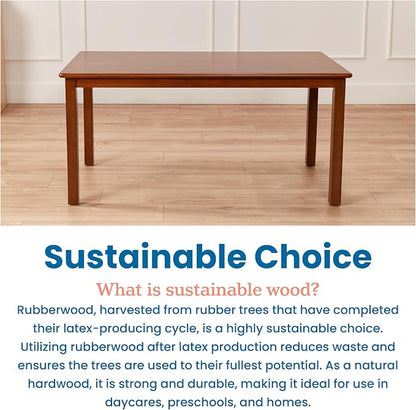 ECR4Kids 24in x 48in Rectangular Hardwood Table with 22in Legs, Kids Furniture, Dark Walnut