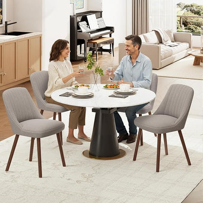MALOL Upholstered Dining Chairs Set of 2, Modern Fabric Kitchen Chairs with Back, Wood Legs for Kitchen Dining Room Restaurant, Taupe