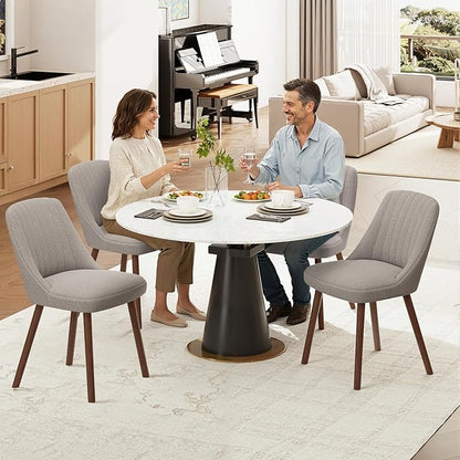 MALOL Upholstered Dining Chairs Set of 4, Modern Fabric Kitchen Chairs with Back, Wood Legs for Kitchen Dining Room Restaurant, Taupe