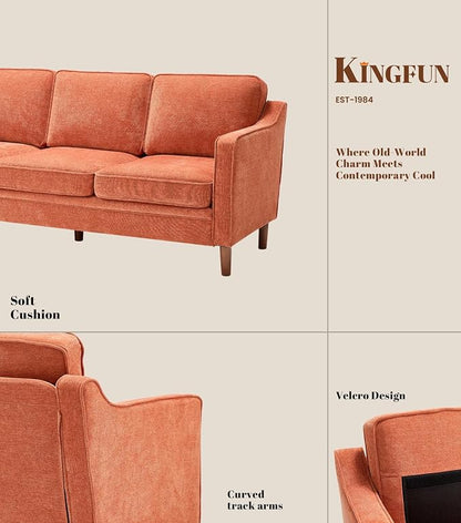 Kingfun Couch Sets for Living Room, 3 Seater Couch and Armchair, Mid Century Modern Sofa Set, Chenille Couch with Solid Wood Frame for Bedroom