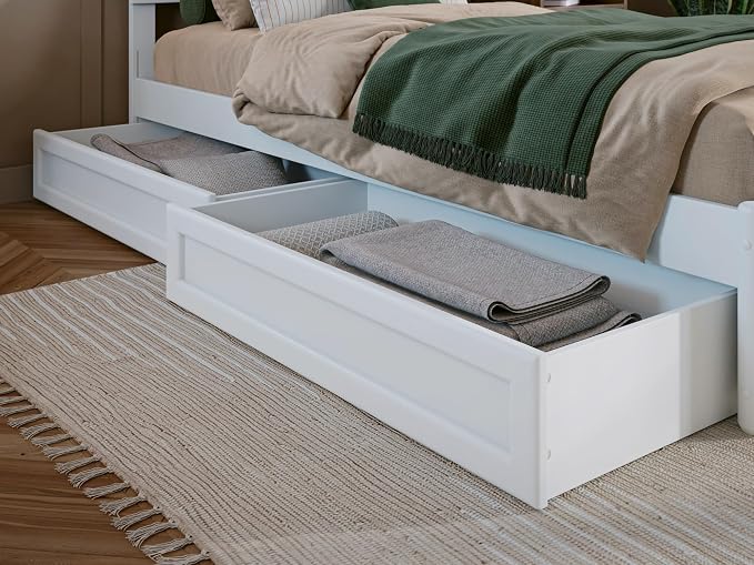 AFI, Mid-Century Modern Under Bed Storage Drawers, Twin/Full, White