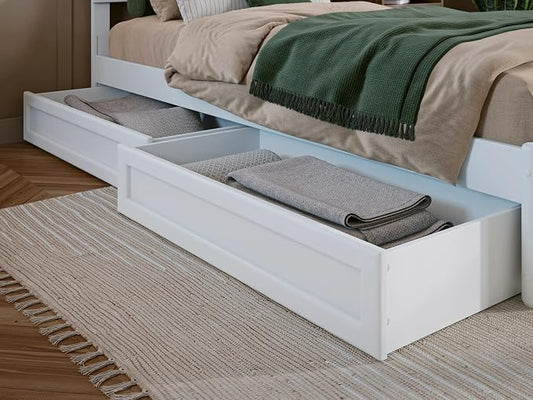 AFI, Mid-Century Modern Under Bed Storage Drawers, Twin/Full, White