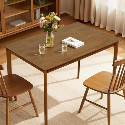 Hokway Small Dining Table for 4-6 People, 43 Inch Rectangular Solid Wood Kitchen Table for Small Space, Easy Assembly, Dining Room Table for Home, Apartment, Office, Walnut