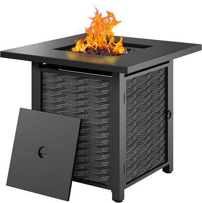 Shintenchi Propane Fire Pits 28″ Outdoor Gas Fire Pit, Square Fire Pit Table, 2-in-1 Fire Table with Removable Lid, CSA-Certified for Outside Patio, Parties, Backyard, Garden