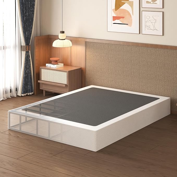 Lutown-Teen 10 Inch Full Size Box Spring High Profile, Heavy Duty Metal Box Spring Full Bed Base with Fabric Cover, Mattress Foundation, Noise Free, Easy Assembly