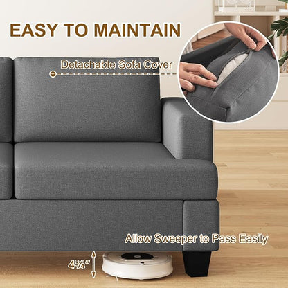 Furnimart 62" Loveseat Couch, Modern Love Seat Sofa, Comfy Deep Seat Sofa for Living Room, Small Couches for Small Spaces, 2 Seater Couch for Bedroom, Linen Dark Grey