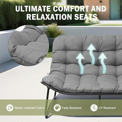 Crestlive Products Outdoor Loveseat, 2-Seat Sofa with Soft Cushion, All-Weather Outdoor Couch Patio Furniture for Balcony, Poolside, Backyard, Porch (Dark Gray)