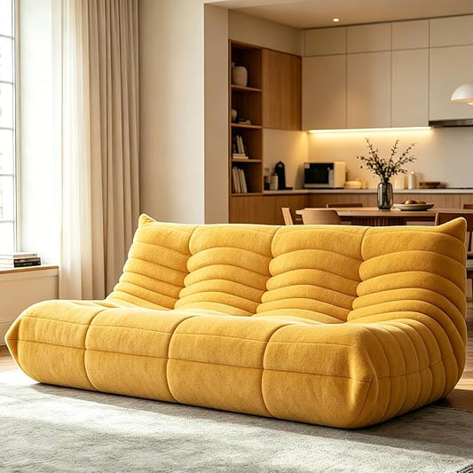 WHGBJA Bean Bag Chair for Adults with Memory Foam Couch, 3 Seater Bean Bag Sofa for Bedroom, Living Room, Reading, Gaming Floor Sofa Couch, Boneless, Comfy