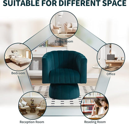 Swivel Accent Barrel Chair Set of 2- Cute Comfy Small Round 360° Arm Chair Velvet Sofa Club Reading Chair for Living Room Bedroom Office Green