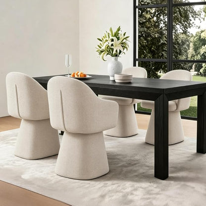KISLOT Swivel Dining Chairs Set of 2, Upholstered Modern Barrel Dining Chairs with 360° Swivel Base, Chenille Velvet Fabric Accent Kitchen Chairs with Arms, Padded Dining Room Chairs, Sand