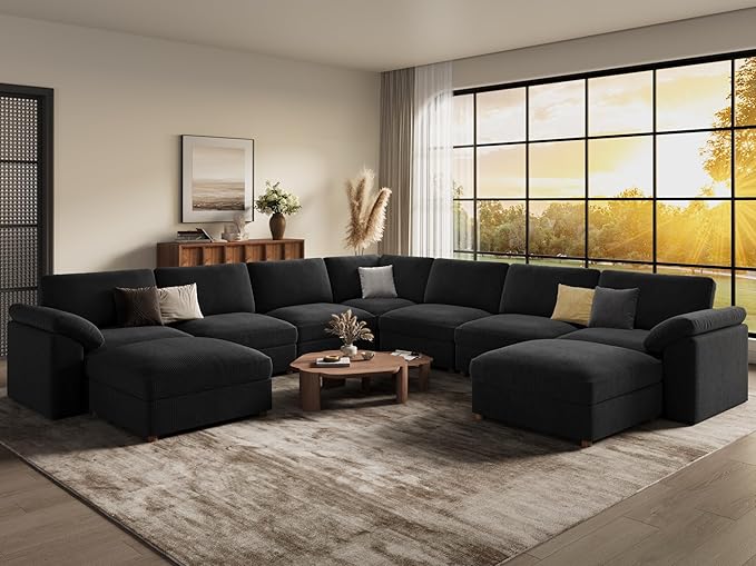 EASE MOOSE Oversized L Shaped Sectional Modular Sofa,Large U Shaped Sectional Couch Wide Deep Seat Modular Cloud Couch for Big Spaces Living Room