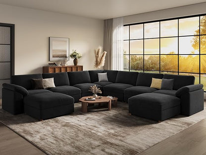 EASE MOOSE Oversized L Shaped Sectional Modular Sofa,Large U Shaped Sectional Couch Wide Deep Seat Modular Cloud Couch for Big Spaces Living Room