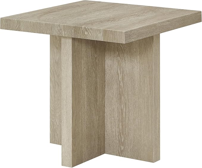 Roundhill Furniture Mchome Square End Table, Nightstand, Oak Finish