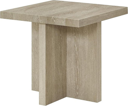 Roundhill Furniture Mchome Square End Table, Nightstand, Oak Finish