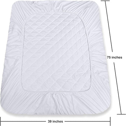 Quilted Fitted Mattress Pad, Twin Mattress Protector Topper with Deep Pocket Stretches up to 16 Inches, Machine Washable Mattress Cover by Utopia Bedding (White, Pack of 10)