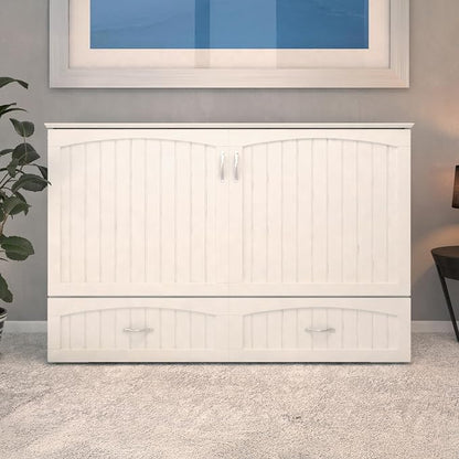 AFI, Southampton Murphy Bed Chest Queen with 6" Mattress, Storage Drawer & Built-in USB Charger, White
