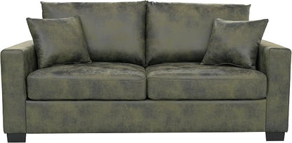 Ball & Cast 69" Loveseat Sofa, Modern Love Seat Couches for Living Room, Upholstered 2 Seater Small Couch with 2 Throw Pillows for Bedroom,Apartment,Office,Easy Assembly,Olive Green