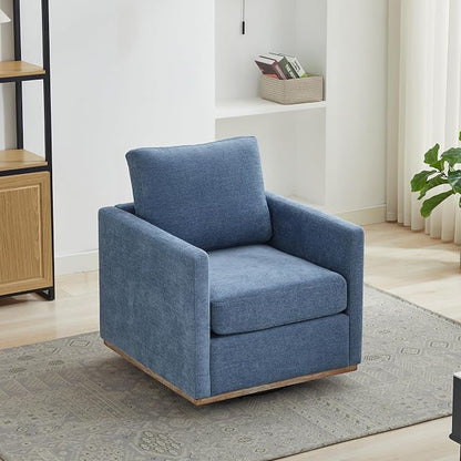 Swivel Accent Chair Set of 2, 360 Degree Square Swivel Chair for Living Room, Mid Century Modern Upholstered Barrel Chair,Comfy Sofa Armchairs for Bedroom,Nursery,Chenille, Blue