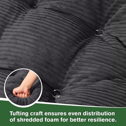 idee-home Egg Chair Cushion Replacement, Tufted Hanging Egg Chair Cushions with Corduroy Cover, Oversized Wicker Swing Cushion for Indoor Hammock Basket Chair, Grey (Chair Not Included), 48x32 Inch