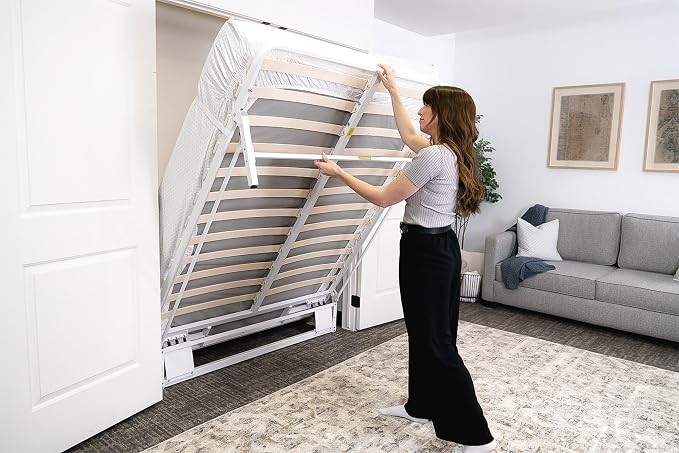 Wilding Wallbeds Deluxe Murphy Bed Frame (Full) Vertical Wallbed, Powder-Coated Steel Frame for Folding Cabinet, Pull-Out Bed, Hidden Bed