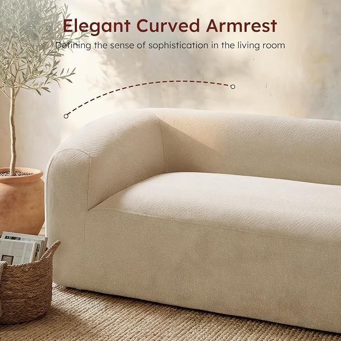 Relefree 136" Curved Sofa, Modular Sectional Sofa with Movable Coffee Table, Couches with Spring & High-Resilience Foam, Boneless Sofa for Living Room, Cloud Comfort, Oversized, Thick Backrest White