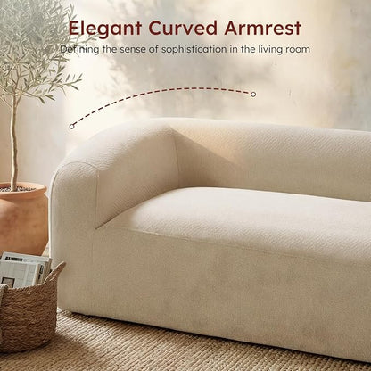 Relefree 136" Curved Sofa, Modular Sectional Sofa with Movable Coffee Table, Couches with Spring & High-Resilience Foam, Boneless Sofa for Living Room, Cloud Comfort, Oversized, Thick Backrest White