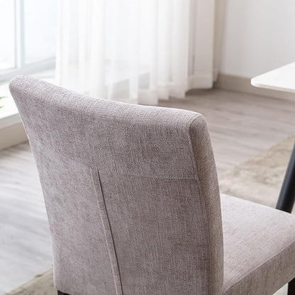 Watson & Whitely Modern Upholstered Dining Chairs, Set of 6, Fabric in Grey | Solid Wood Legs, Padded Seat, Low Back, Modern Armless Parsons Chair for Kitchen, Dining Room, Restaurant