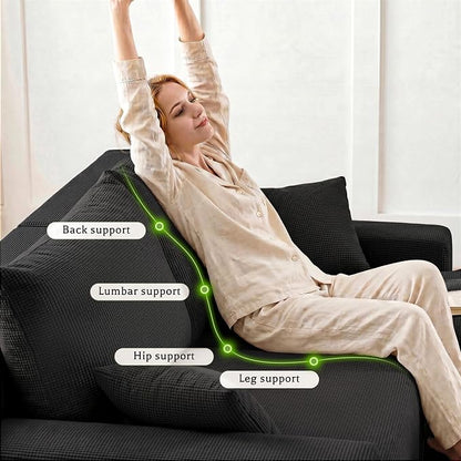 Homkdom 98" Boneless Modular Sectional Sofa, Cloud Couch with 27" Deep Seat & Oversized Chaise, L-Shaped High-Density Foam Sofa for Living Room, No Assembly Required (Black-Check, Right Facing)