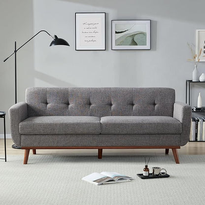 Kingfun 77.2" W Loveseat Sofa, Mid Century Modern Decor Love Seat Couches for Living Room, Button Tufted Upholstered Furniture, Solid & Easy to Install Small Couch for Bedroom Office Apartment, Gray