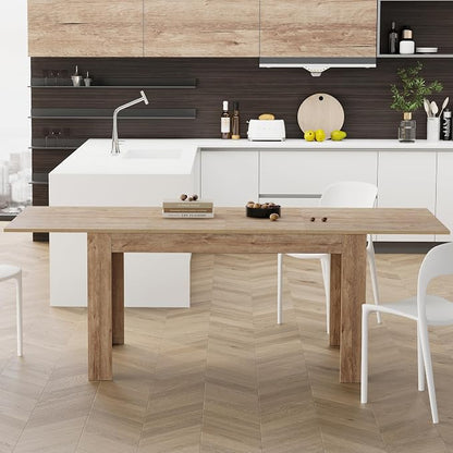 Mobili Fiver, Easy, Extendable Dining Table, 55,1(86,6) x35,4 in, Oak, for 6-8 People, Expandable Dining Table for Kitchen, Italian Furniture