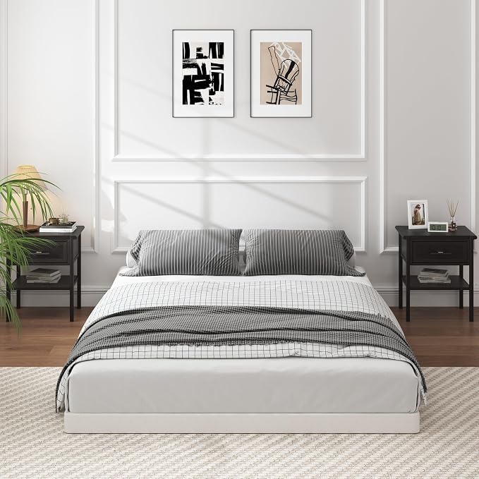 OSASET Low Profile Box Spring Queen - 3 Inch Box Spring Queen Heavy Duty Bed Foundation Metal Bed Base Easy Assembly