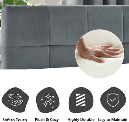 Bellemave Full Size Corner Bed Frame with Comfortable Backrest and Armrests, Velvet Tufted Corner Bed Frame Full Size, Upholstered Daybed for Bedroom, Living Room, Guest Room, Gary