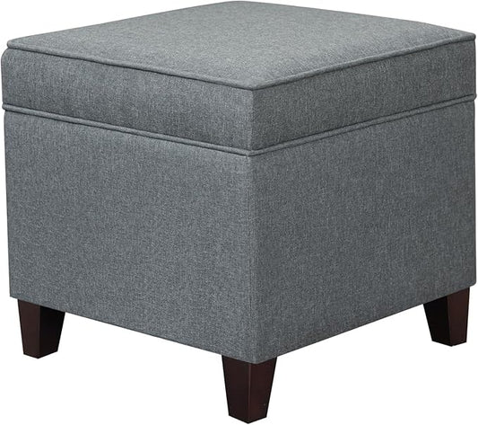 Adeco Chest and Footrest-Square Seat Storage Bench Ottoman, Gray