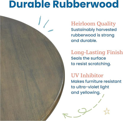 ECR4Kids 30in D Round Hardwood Table with 22in Legs, Kids Furniture, Grey Wash