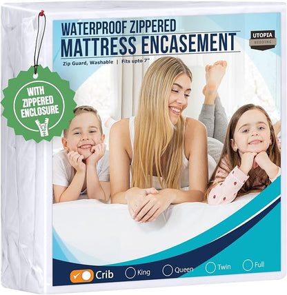 Utopia Bedding Crib Mattress Protector Zippered, 100% Waterproof Bed Bug and Dust Mite Proof Mattress Encasement, Absorbent 6 Sided Mattress Cover