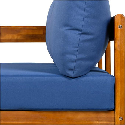 VilroCaz Outdoor Patio Furniture Set, L-Shaped Acacia Wood Sectional Sofa with 6 Soft Seat Cushions and Backpack, All-Weather Conversation Set with Arc Frame for Garden Backyard Porch (Blue-3.19)