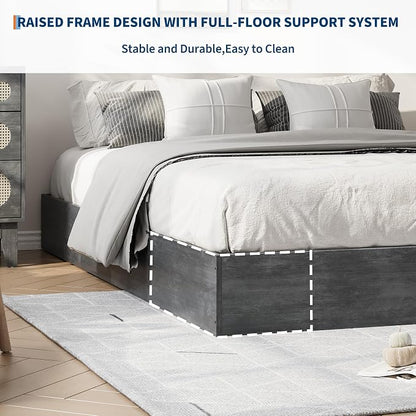 Garvee Twin Size Wood Platform Bed Frame, Wooden Bed Frame with Wood Slat Support, No Box Spring Needed, Easy Assembly, Walnut Wood