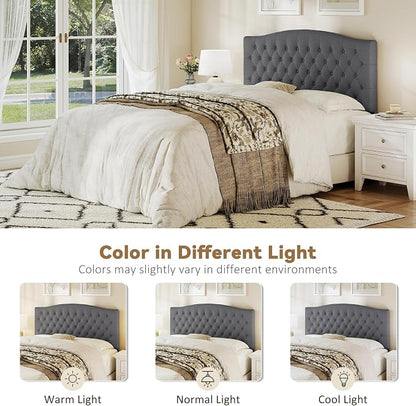 Queen Headboard Only, Upholstered Headboard for Adjustable Bed Linen Tufted Queen/Full Size Wall Mounted Head Board with Solid Wood Legs Head Board, Dark Gray