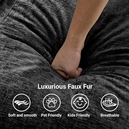 Claiks 123" Modular Boneless Couch, L Shaped Couch for Living Room, Modern Deep Seat Sofa 3 Seater Chenille Fabric Comfy Cloud Couches with Movable Ottoman, Dark Grey