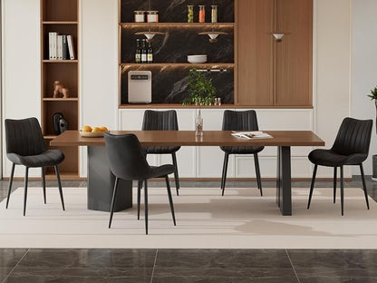 VECELO Dining Chairs Set of 6, Velvet Fabric & Metal Frame, Mordern Style for Kitchen, Living Room,Offcie, Black
