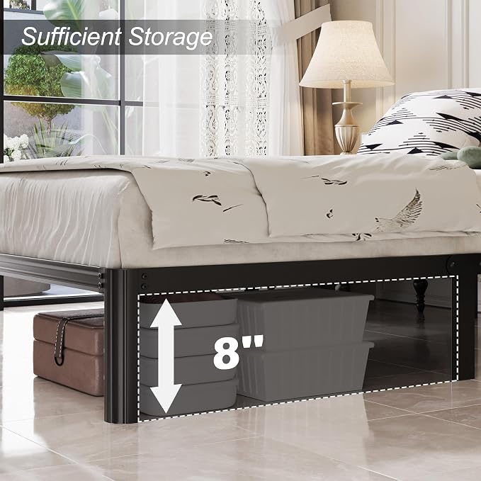 Lutown-Teen 10 Inch Twin Bed Frames with Rounded Corner Legs, 1000 LBS Heavy Duty Metal Twin Platform Bed Frame with Steel Slats Support, No Box Spring Needed, Noise Free, Easy Assembly