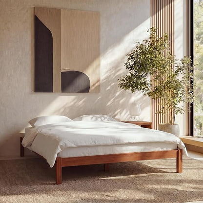 LIFEMENT King Bed Frame Classic Wood Platform, Noise Free, Under Bed Storage, No Box Spring Needed, Easy Assembly, Cherry