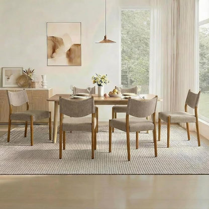 KISLOT Upholstered Dining Chairs Set of 4, Solid Wood Armless Kitchen Chairs with Soft Polyester Fabric, 18.9" Seat Height, Modern Dining Room Seating, 300 lbs Capacity, Brown