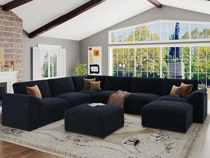 EASE MOOSE Modular Sofa,Comfortable Oversized U Shape Sectional Modular Sofa,Wide Deep seat Sectional Removable Washable Sofa,Blue