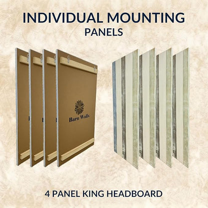 Barn Walls King Headboard Wall-Mounted - Adjustable Floating Backboard for Beds, Bedroom Boardsking, Cabecera de Cama, Split Height, Fullsize Headboards, Farmhouse Bedroom, King Size, Farmhouse Mix