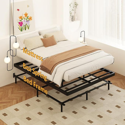 Maenizi King Size Box Spring 2 Inch Low Profile, Heavy Duty Metal Box Spring Bed Base Bunkie Board, Mattress Foundation, Easy Assembly, Noise Free, Black