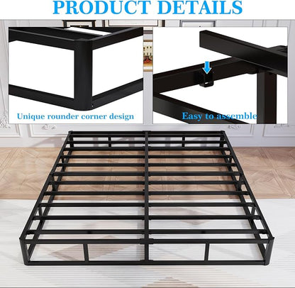 Awesofurni Queen Box Spring, 8 Inch Box Spring for Queen Bed, 3000 lbs Heavy Duty Metal Frame Mattress Foundation with Fabric Cover, Easy Assembly-Noise Free